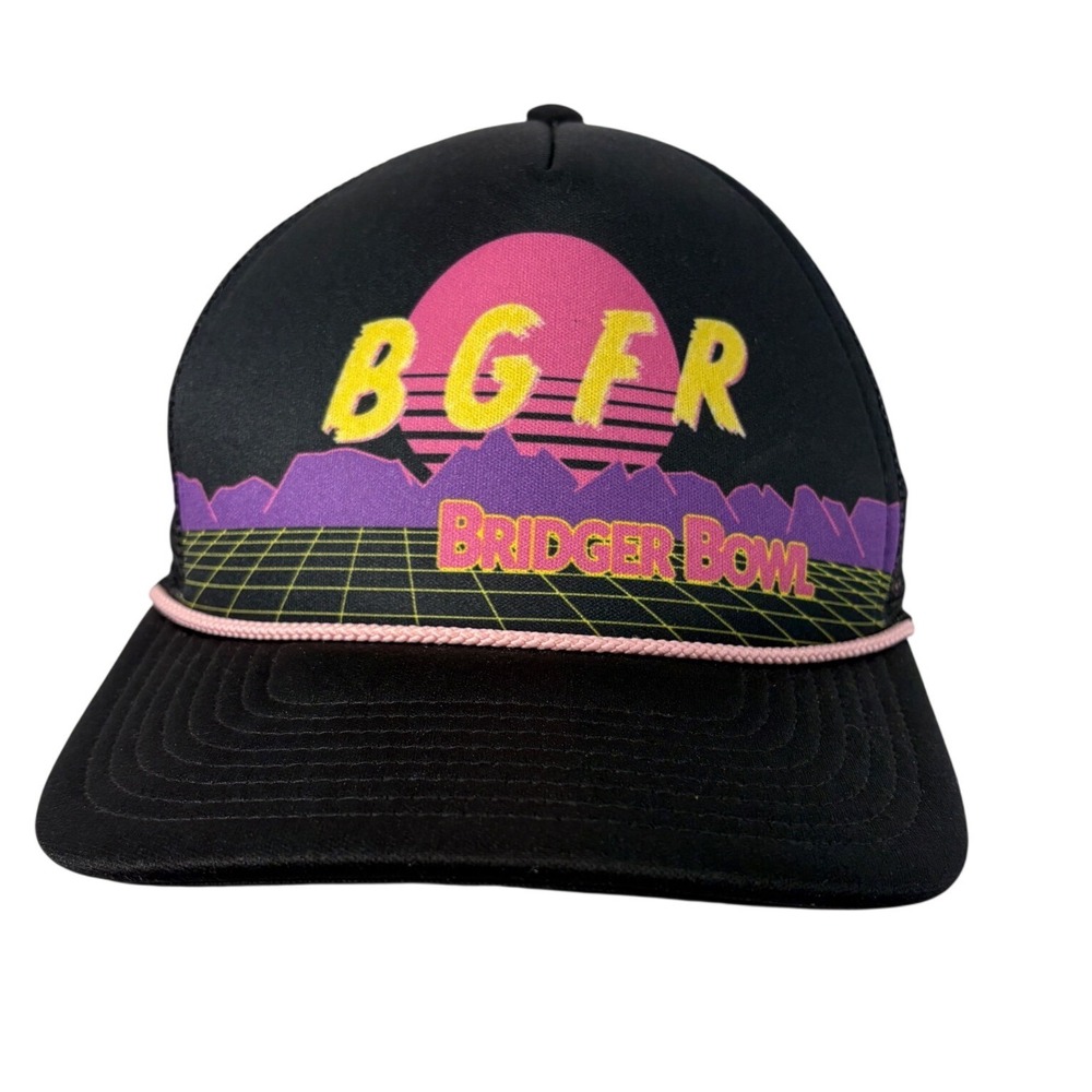Dome Bridger Bowl BGFR Trucker Hat Black Retro Vaporwave Snapback Cap Mesh Back